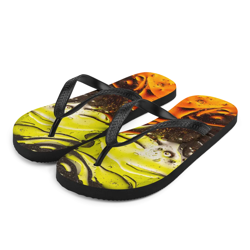 Abstract 02 Orange Lime Flip-Flops