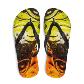 Abstract 02 Orange Lime Flip-Flops