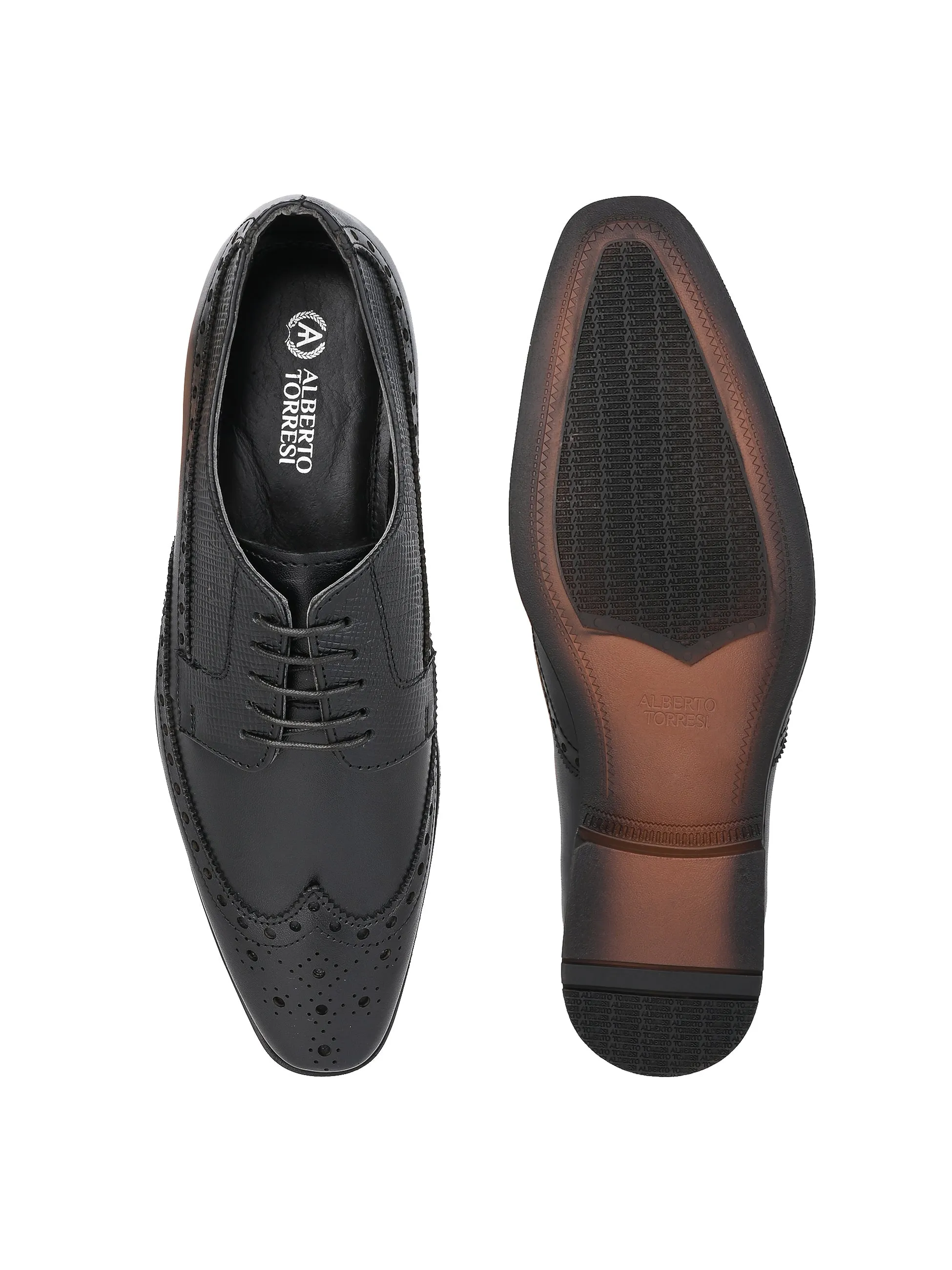 Alberto Torresi Genuine Leather Black Brogue Shoes