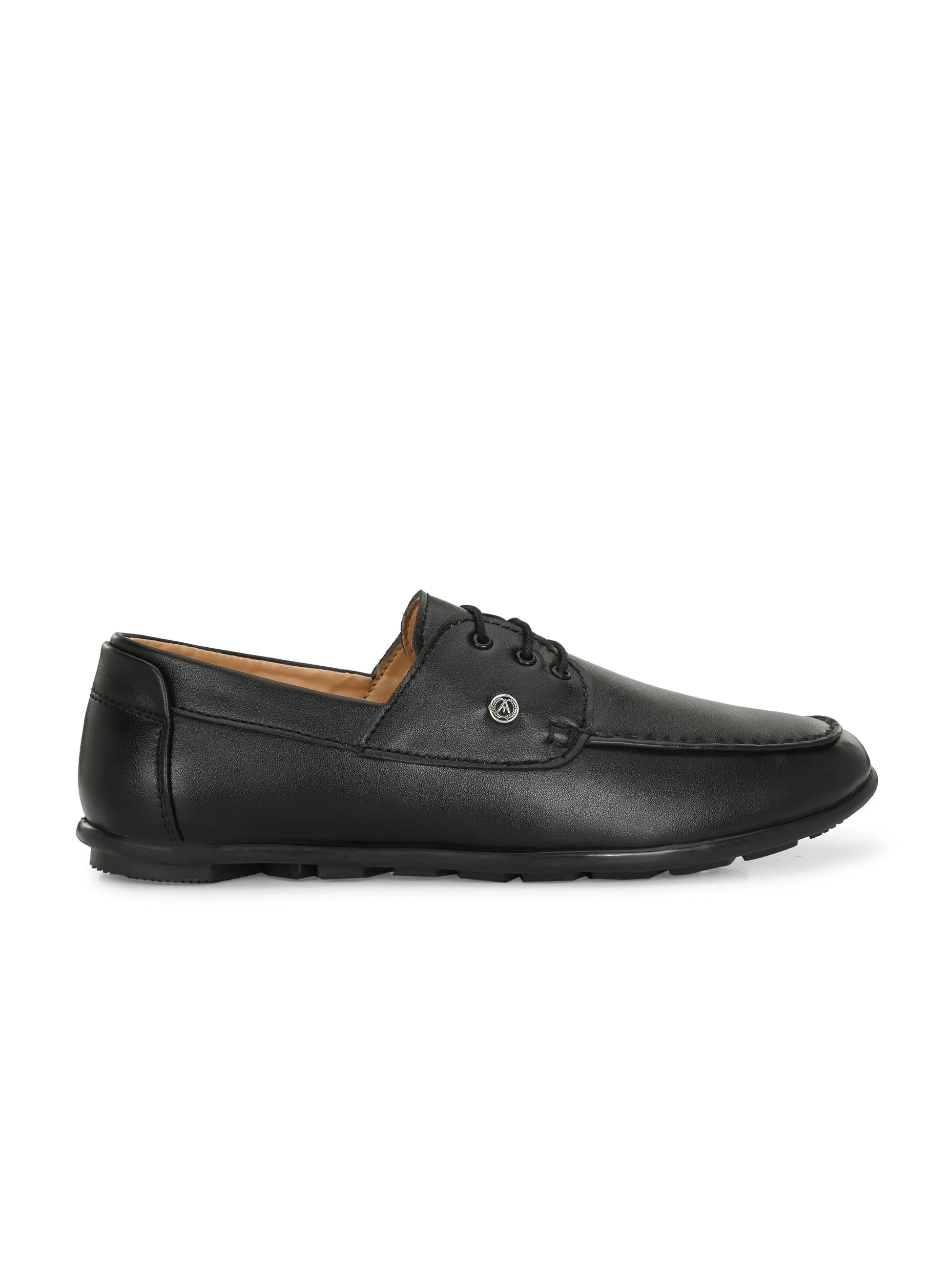 Alberto Torresi Moore Men's Black Boat Shoes