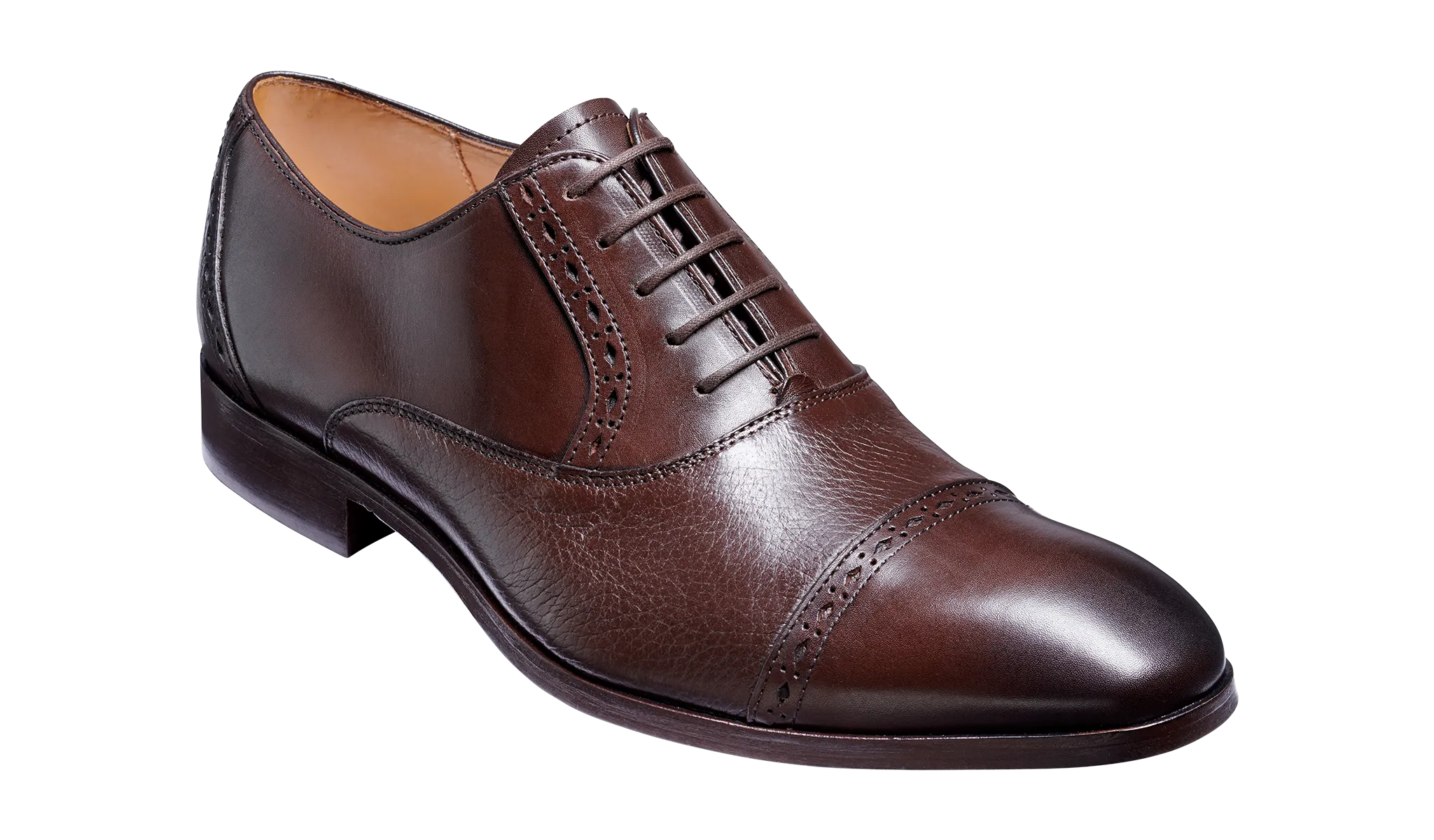 Barker Ramsgate Toe-Cap Oxford Shoe - Dark Walnut / Dark Brown Derskin