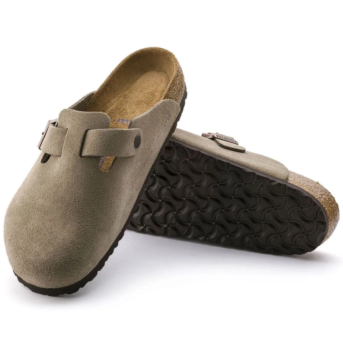 Birkenstock Men's Boston Soft Footbed Taupe Suede