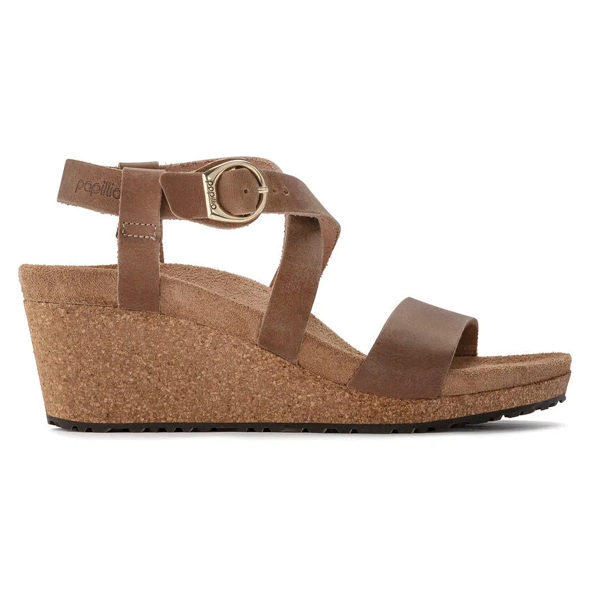 'Birkenstock USA' Women's Sibyl Ring-Buckle Oiled Leather Sandal - Cognac