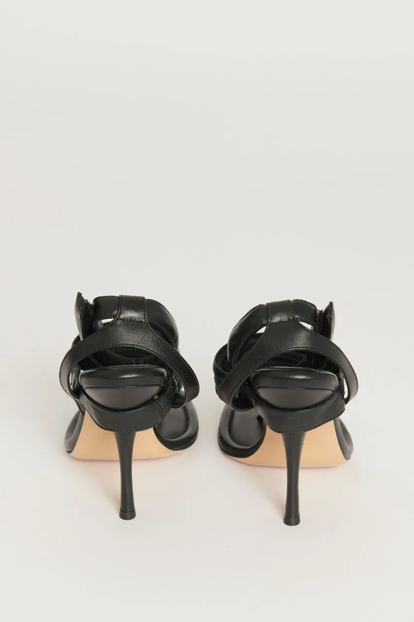 Black Nappa Leather Preowned Thong Sandals