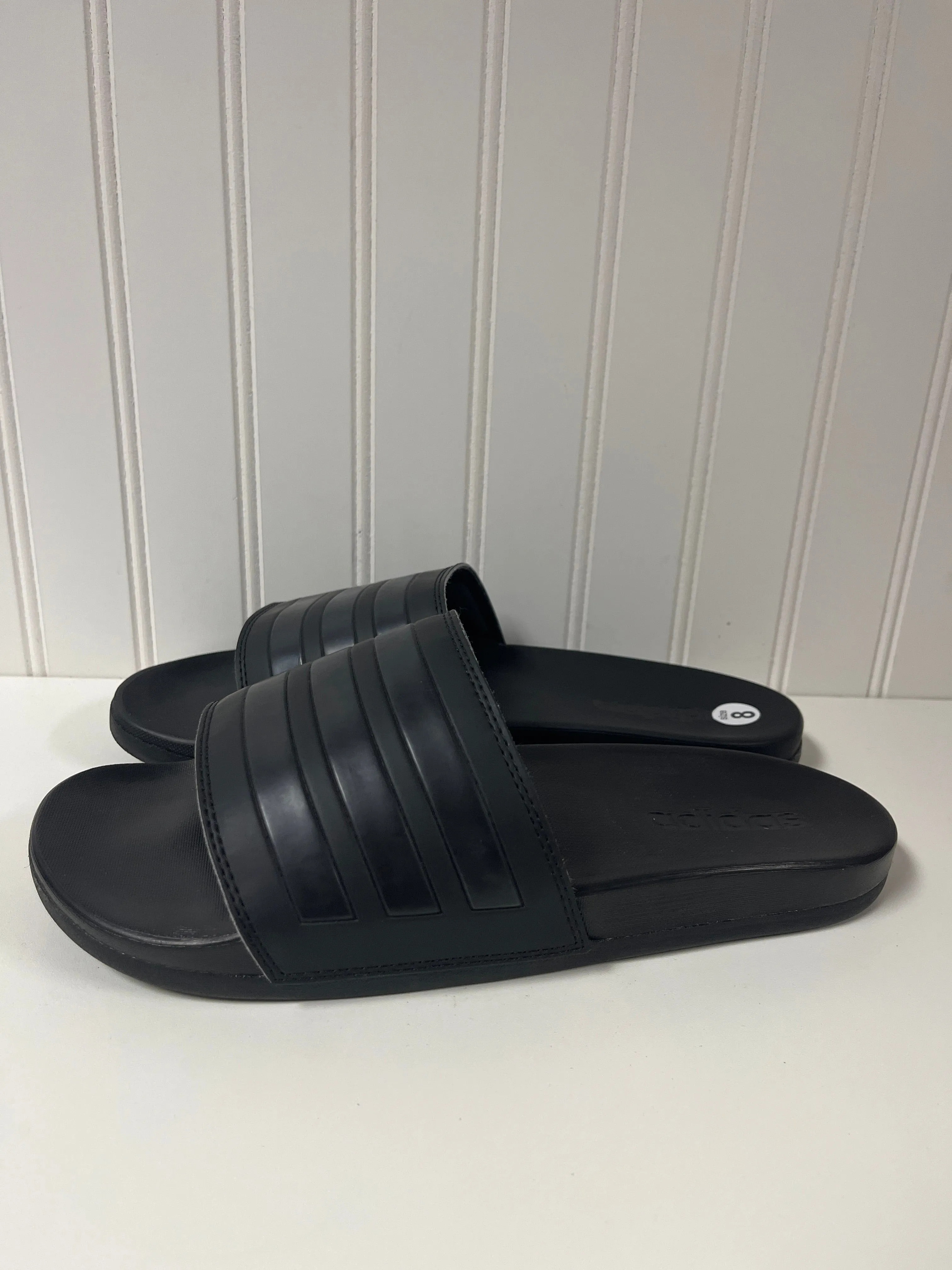 Black Sandals Flats Adidas, Size 8