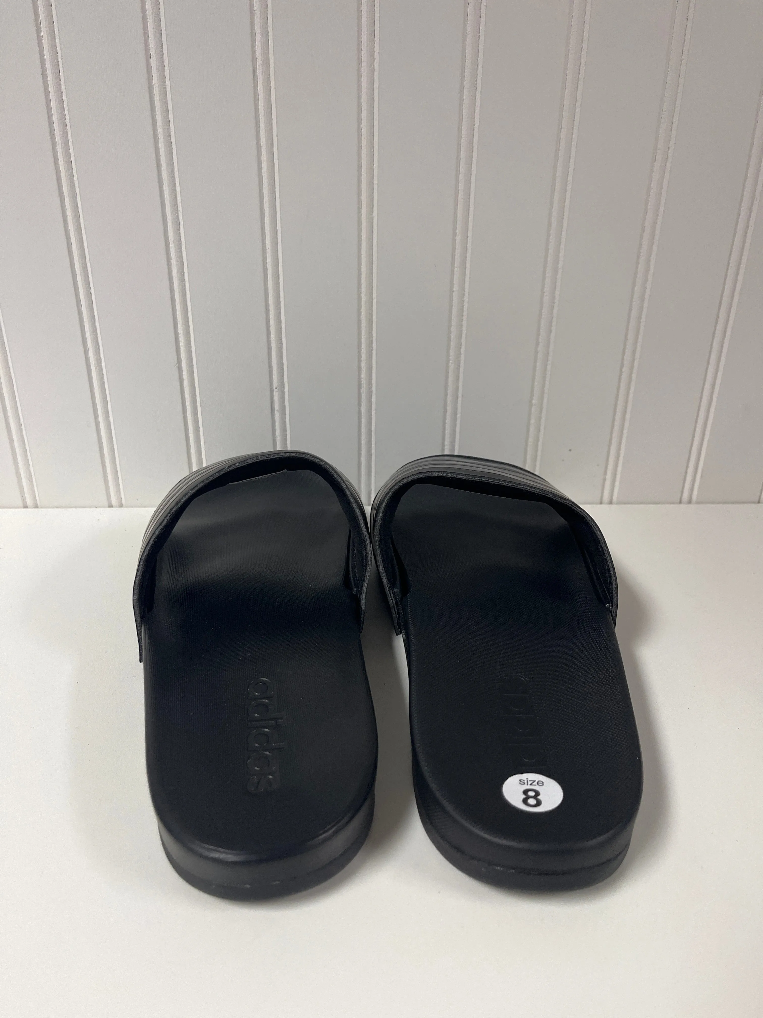 Black Sandals Flats Adidas, Size 8