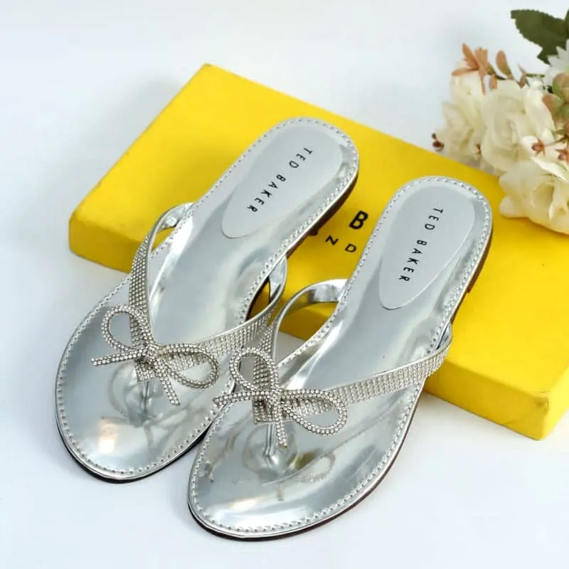 Bow Rhinestone Flat Soft Slipper