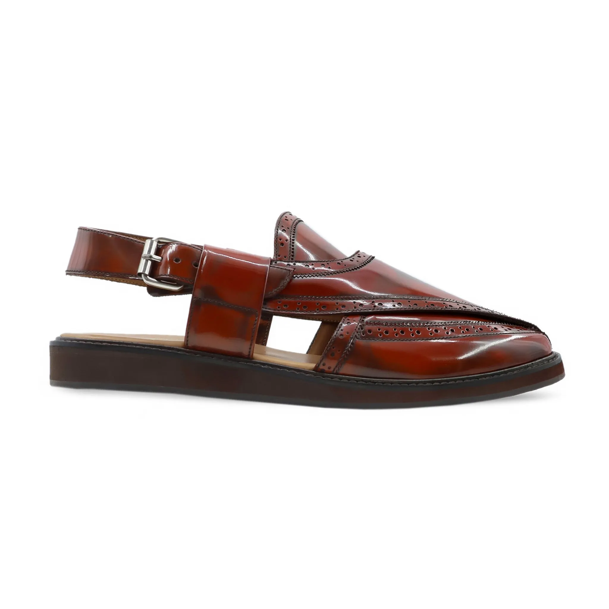 Bromo - Men's Oxblood Box Leather Sandal