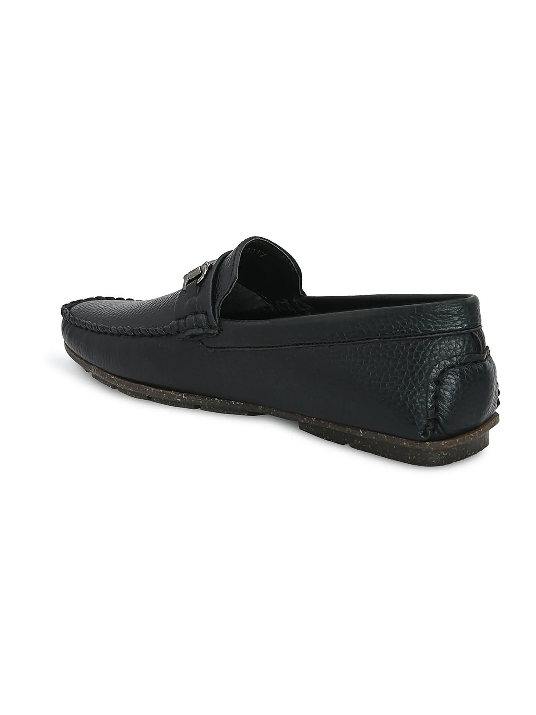 Buckle Embellished Black Loafers