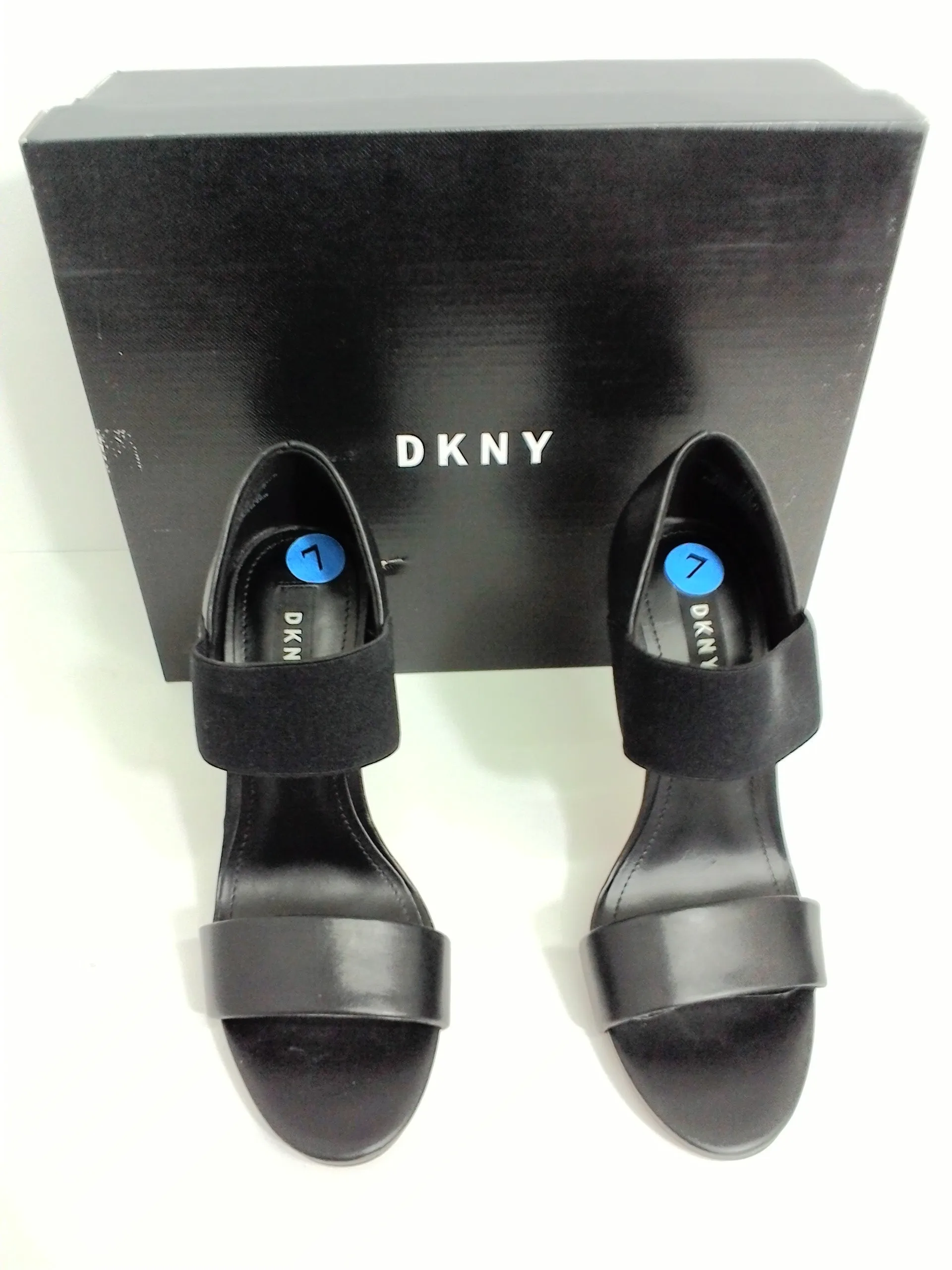 DKNY Black Heel Leather and Fabric Upper Size 7