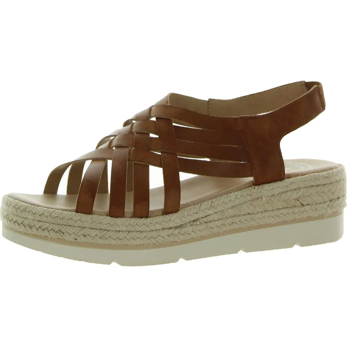 Dr. Scholl's Shoes Womens Off Site Faux Leather Strappy Wedge Sandals