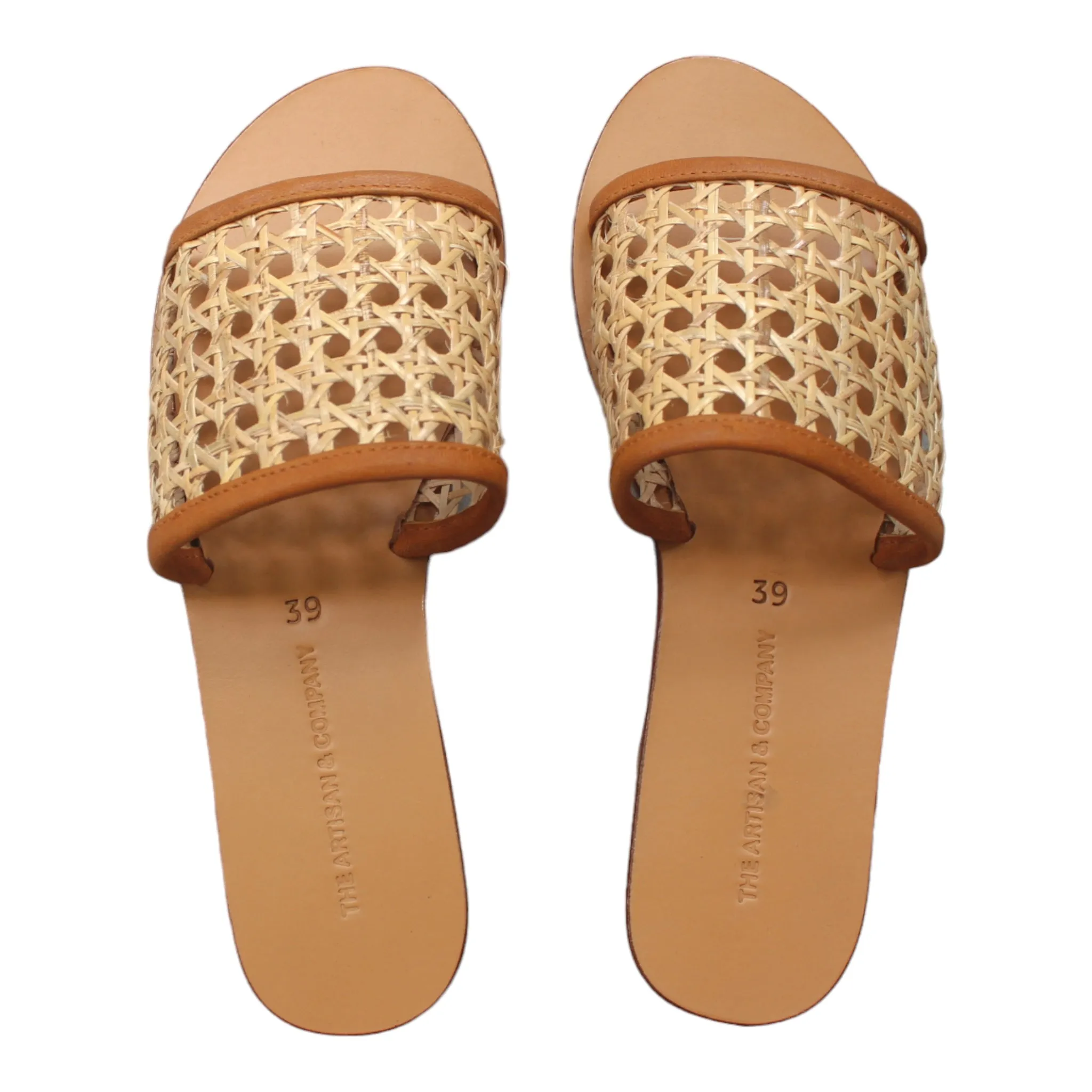 Genuine Rattan Cane Leather Slide