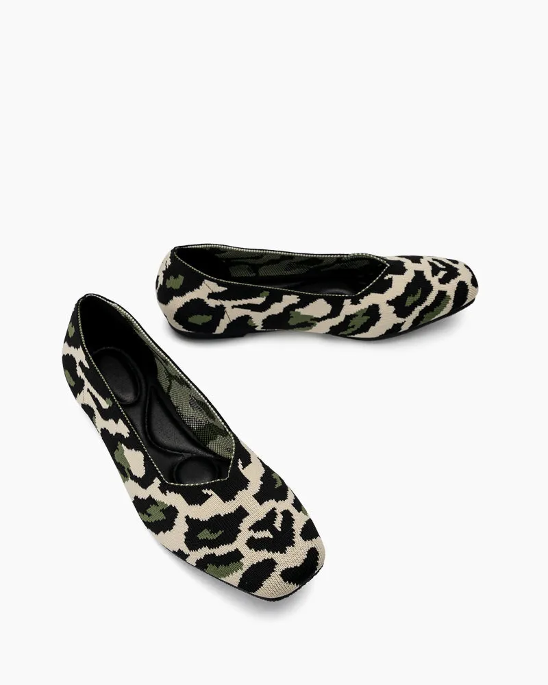 Green Leopard Pattern Ballet Flats