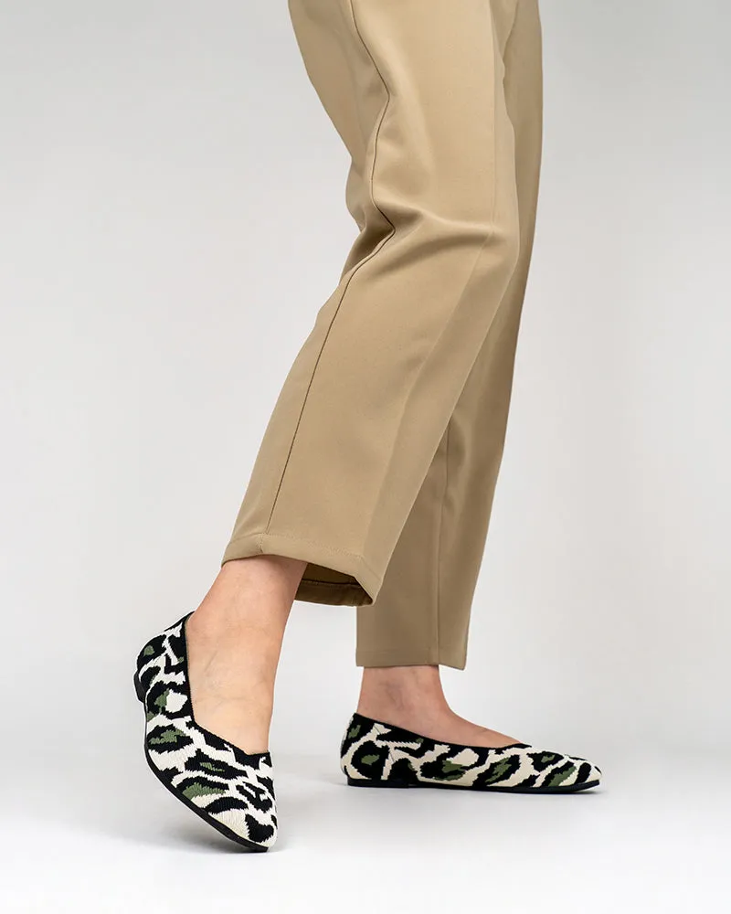 Green Leopard Pattern Ballet Flats