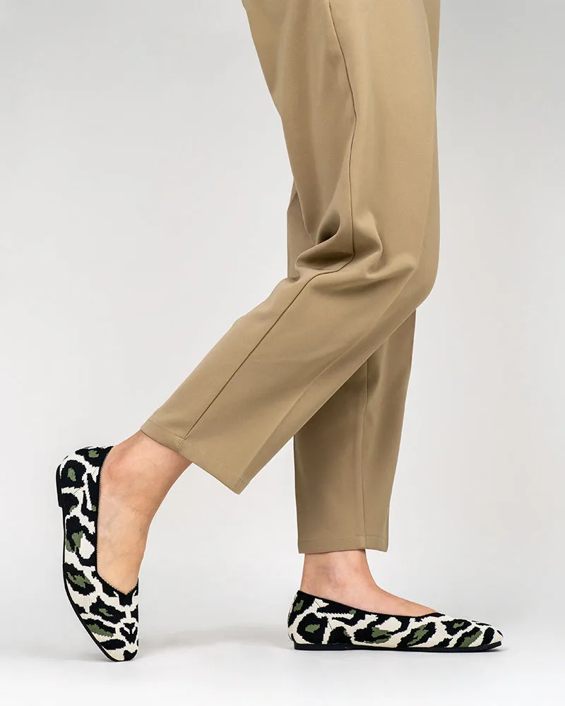 Green Leopard Pattern Ballet Flats