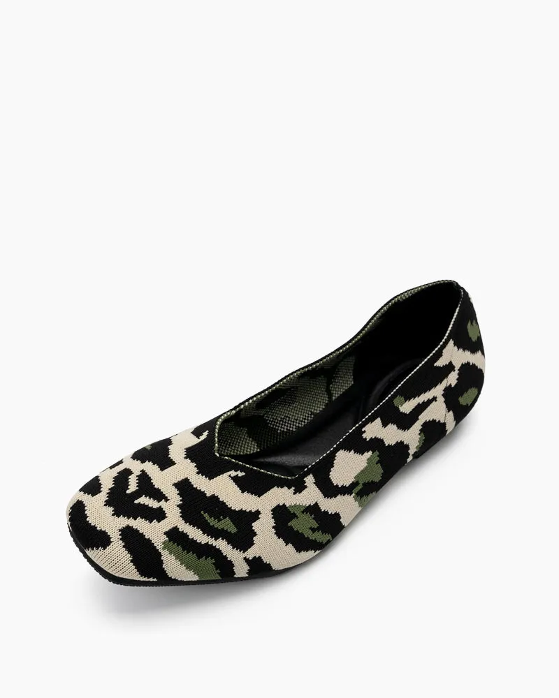 Green Leopard Pattern Ballet Flats