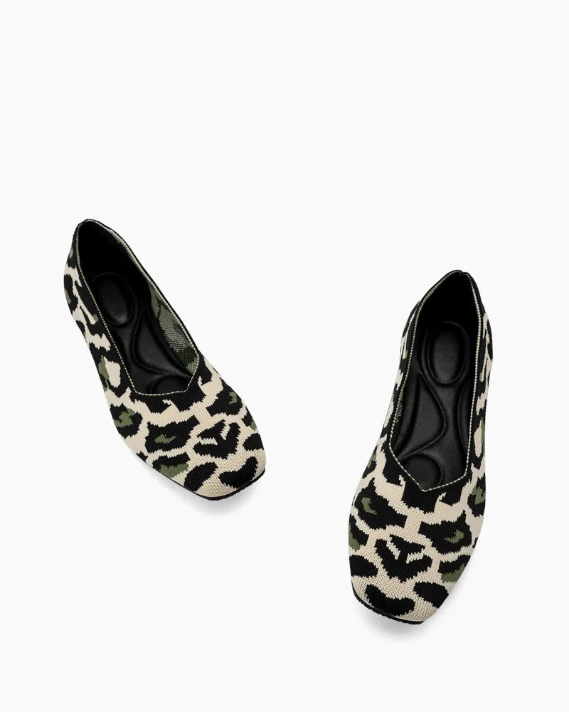 Green Leopard Pattern Ballet Flats