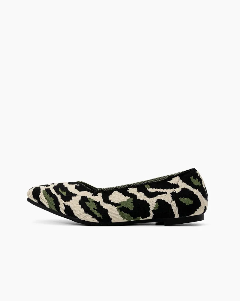 Green Leopard Pattern Ballet Flats