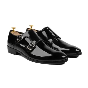 Herning - Men's Black Patent Leather Double Monkstrap