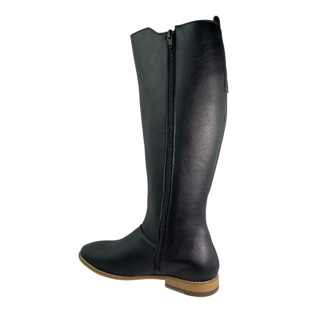 'Holly' vegan leather knee-high riding boot by Zette Shoes - black