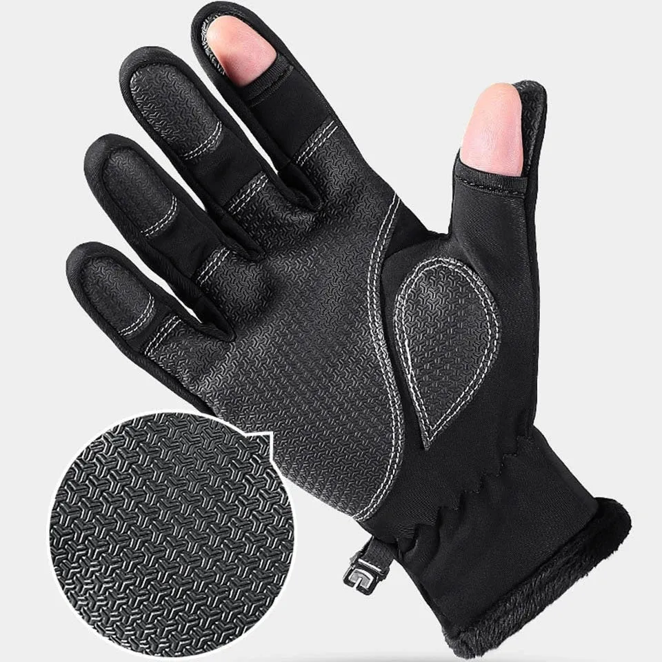 Insulated Fishing Gloves 2-Finger Flip Gloves Non-Slip Waterproof