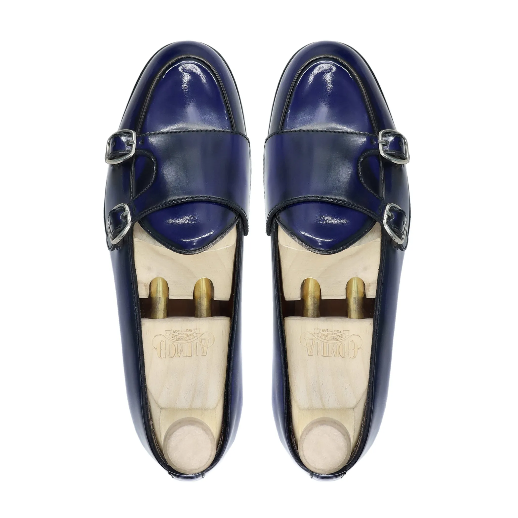 Jelenia - Men's Blue Box Leather Double Monkstrap