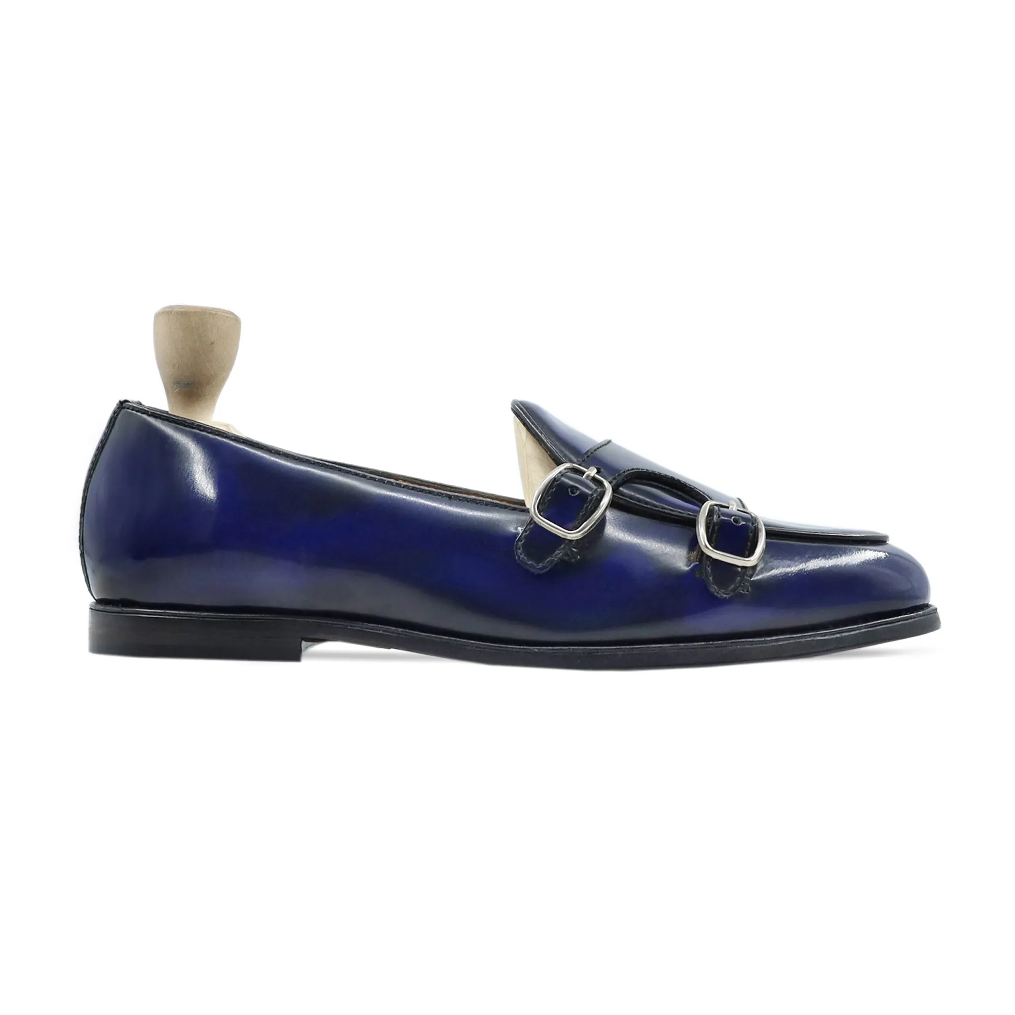 Jelenia - Men's Blue Box Leather Double Monkstrap