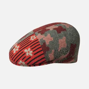 Kangol Nature Flip 504 Knit Jacquard Ivy Cap - Floral and Sharkstooth Pattern