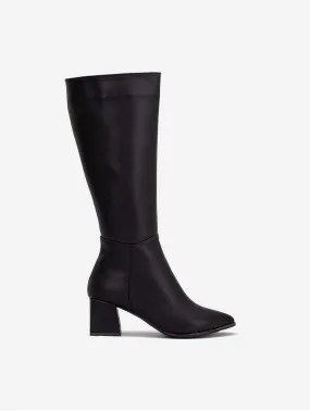 Lizette Vegan Leather Knee High Boots | Black