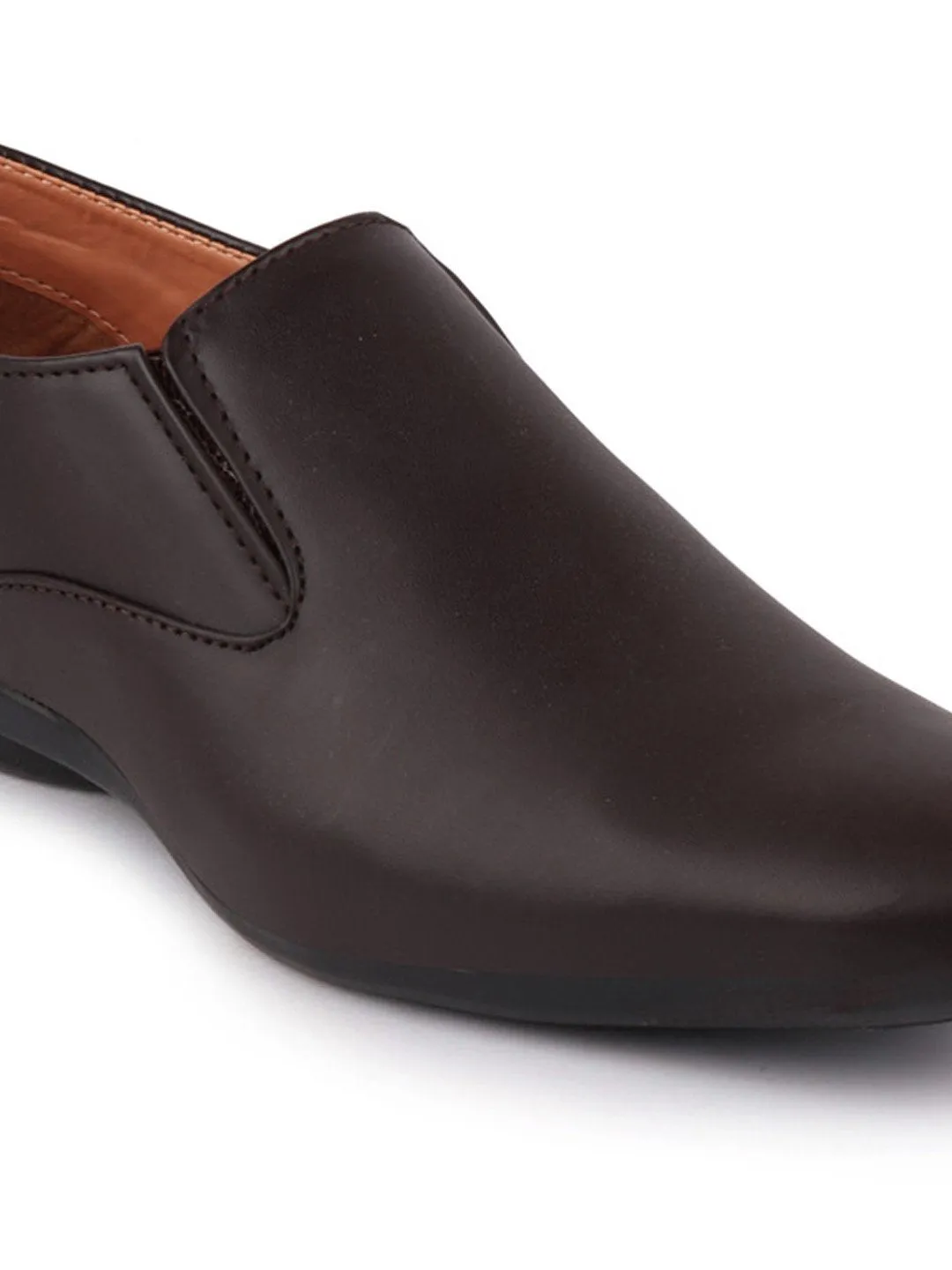 Men Brown Formal Slip-On Shoes