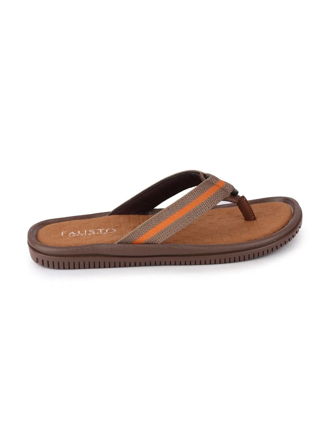 Men Camel/Orange Casual Slip-On Slippers