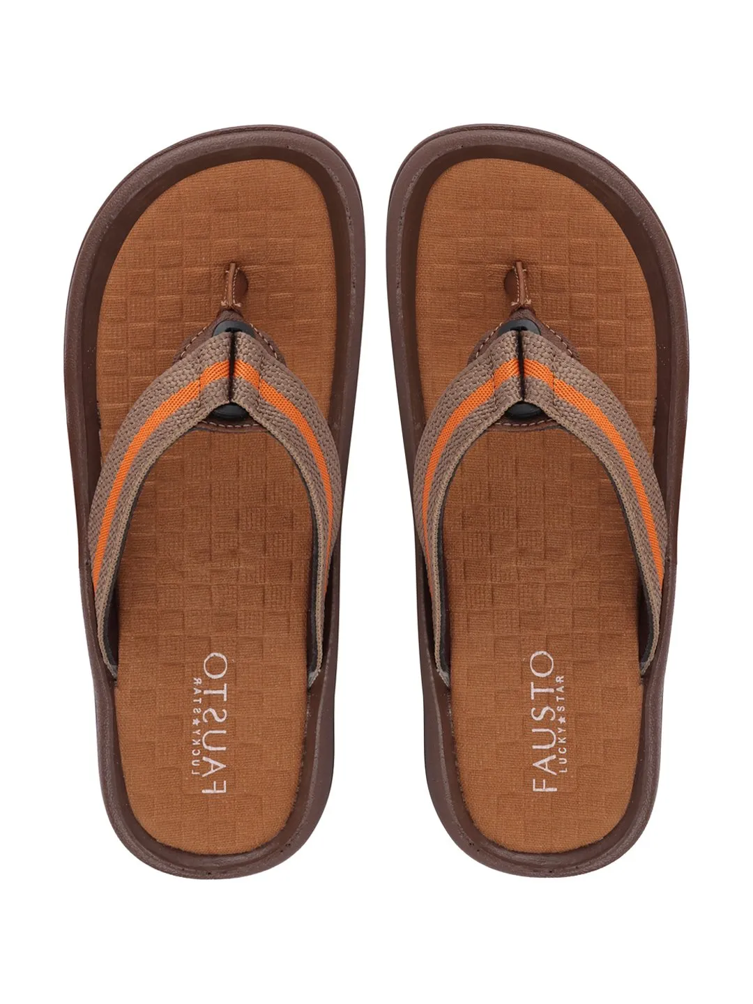 Men Camel/Orange Casual Slip-On Slippers