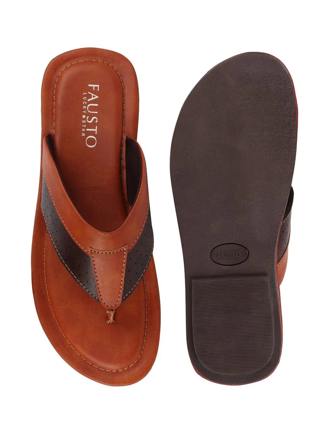 Men Tan Indoor & Outdoor Slippers