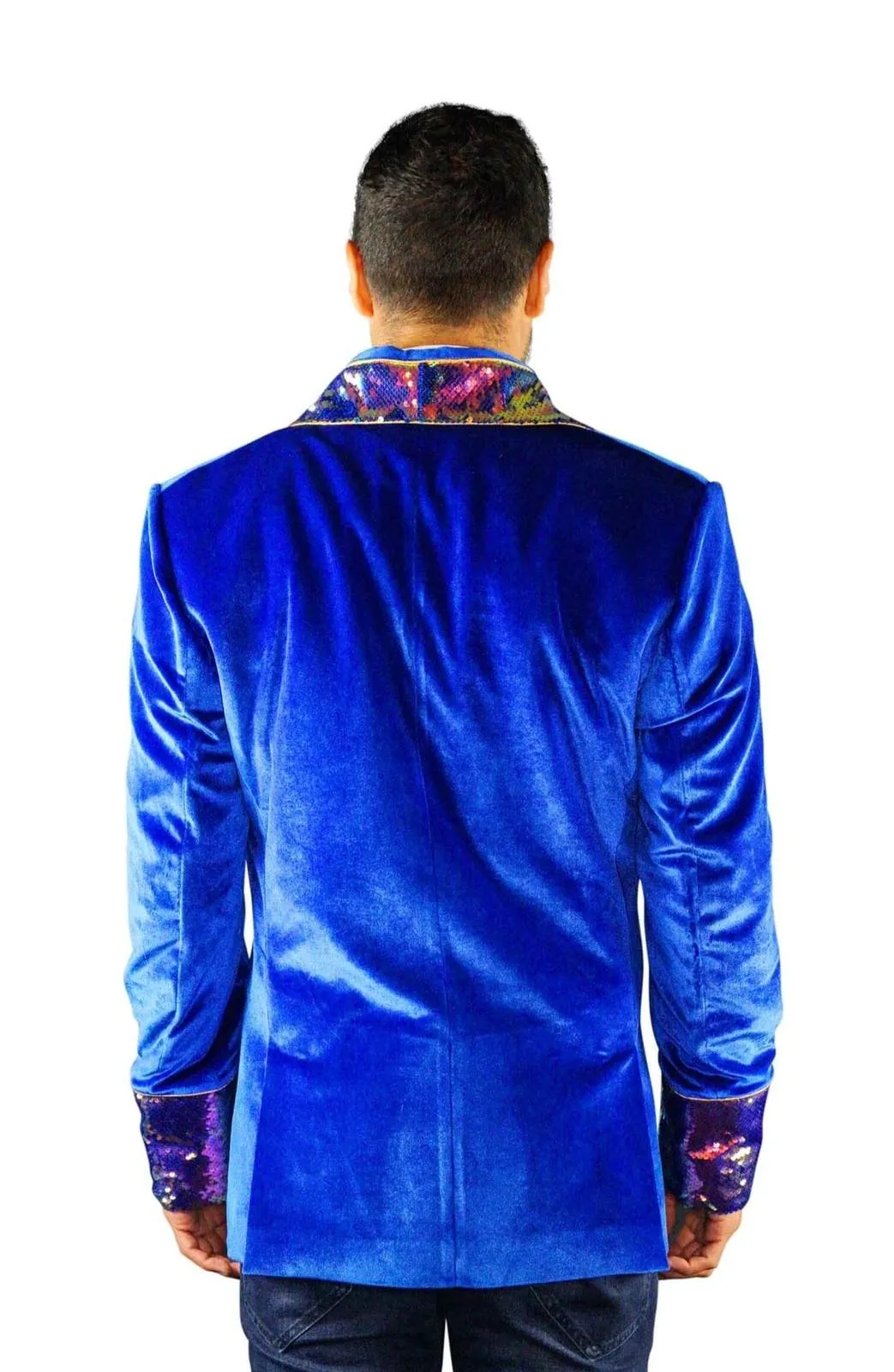 Mens Blue Velvet Smoking Jacket