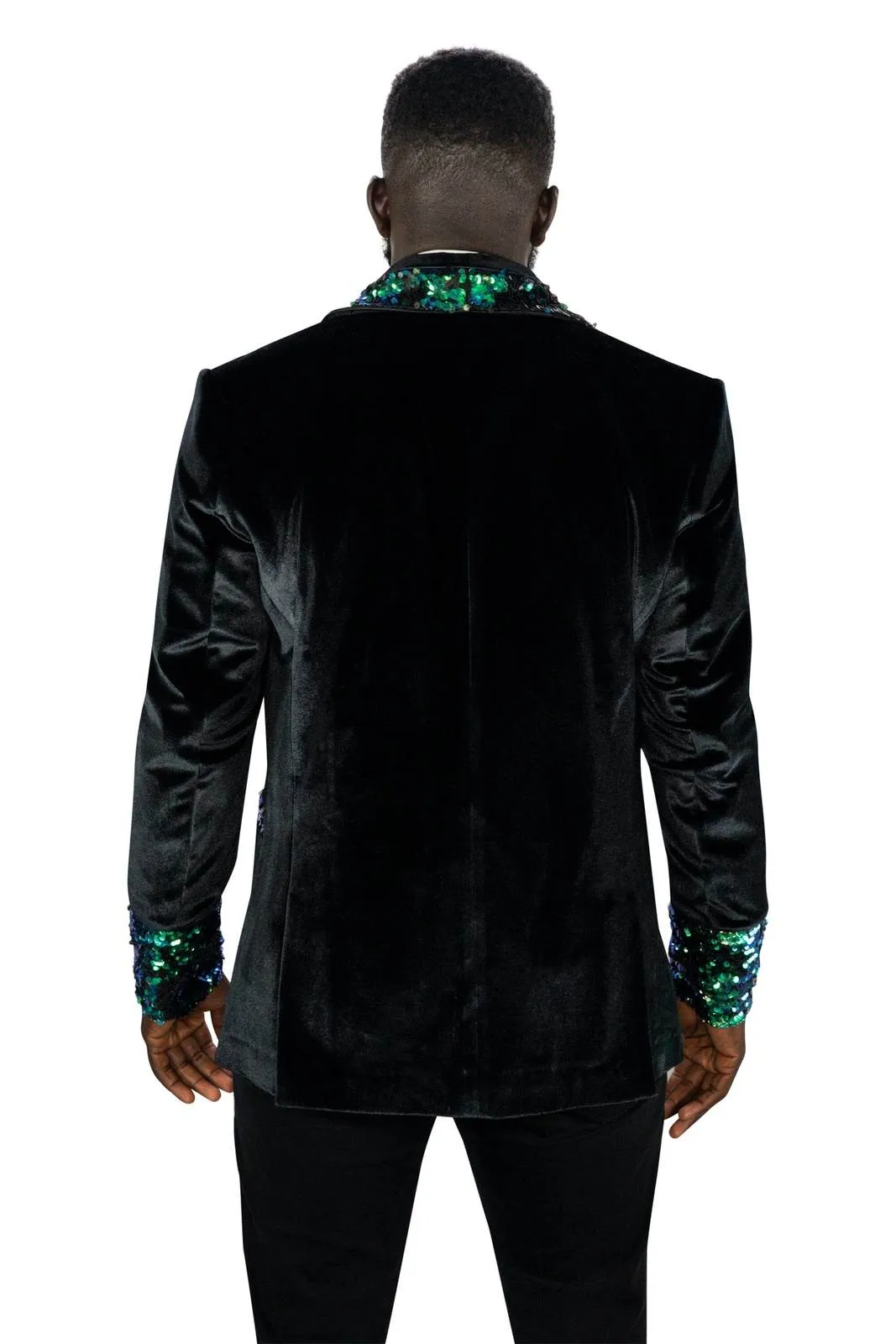 Mens Velvet Smoking Jacket - Iridescent Green