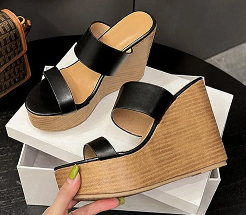 Peep Toe Wedge Sandal Shoes