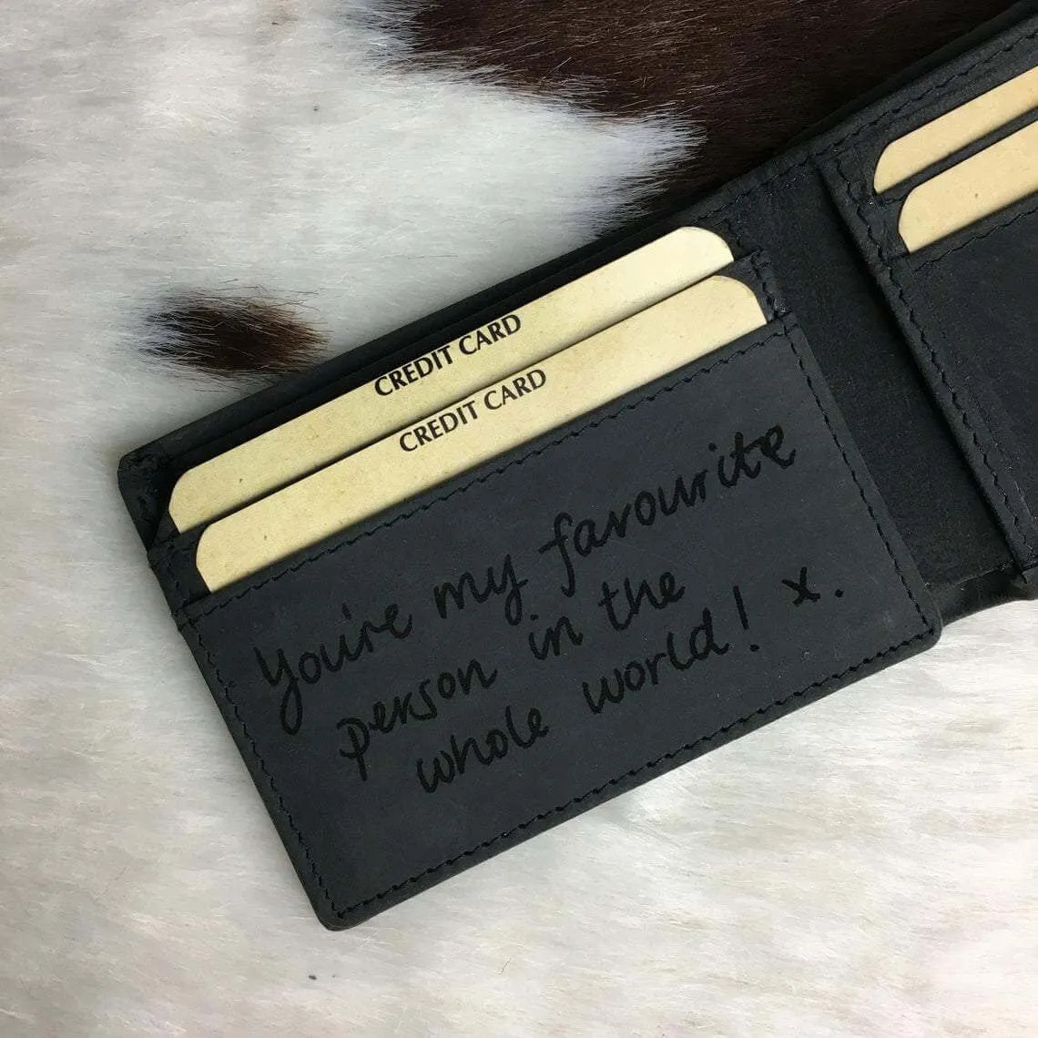 Rick Men's Black Leather Wallet with Personalised Handwriting - KALGHI