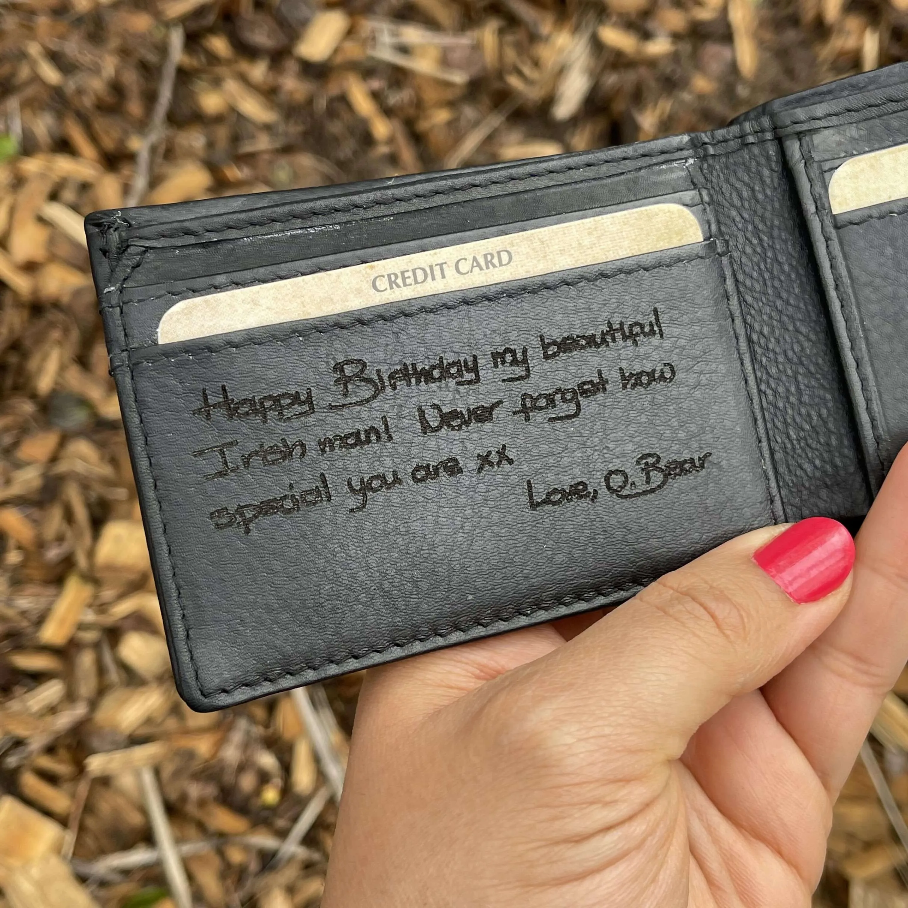 Rick Men's Black Leather Wallet with Personalised Handwriting - KALGHI