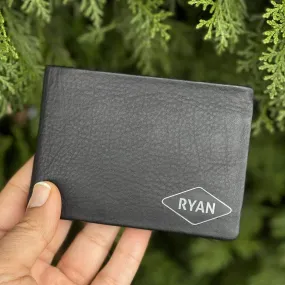 Rick Men's Black Leather Wallet with Personalised Handwriting - KALGHI