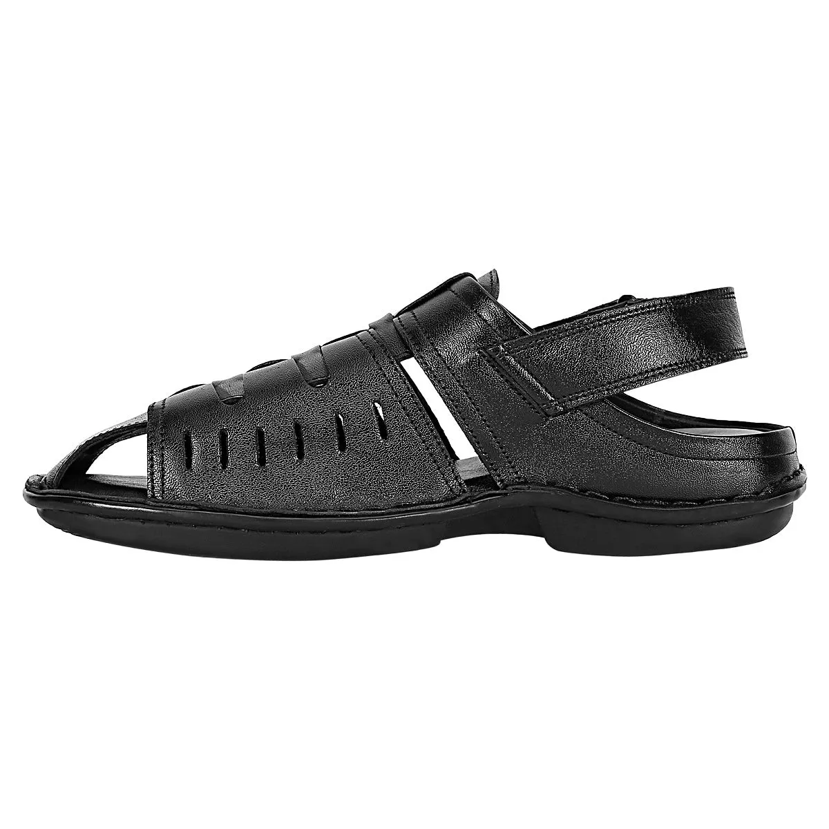 SeeandWear Men Leather Black Sandal