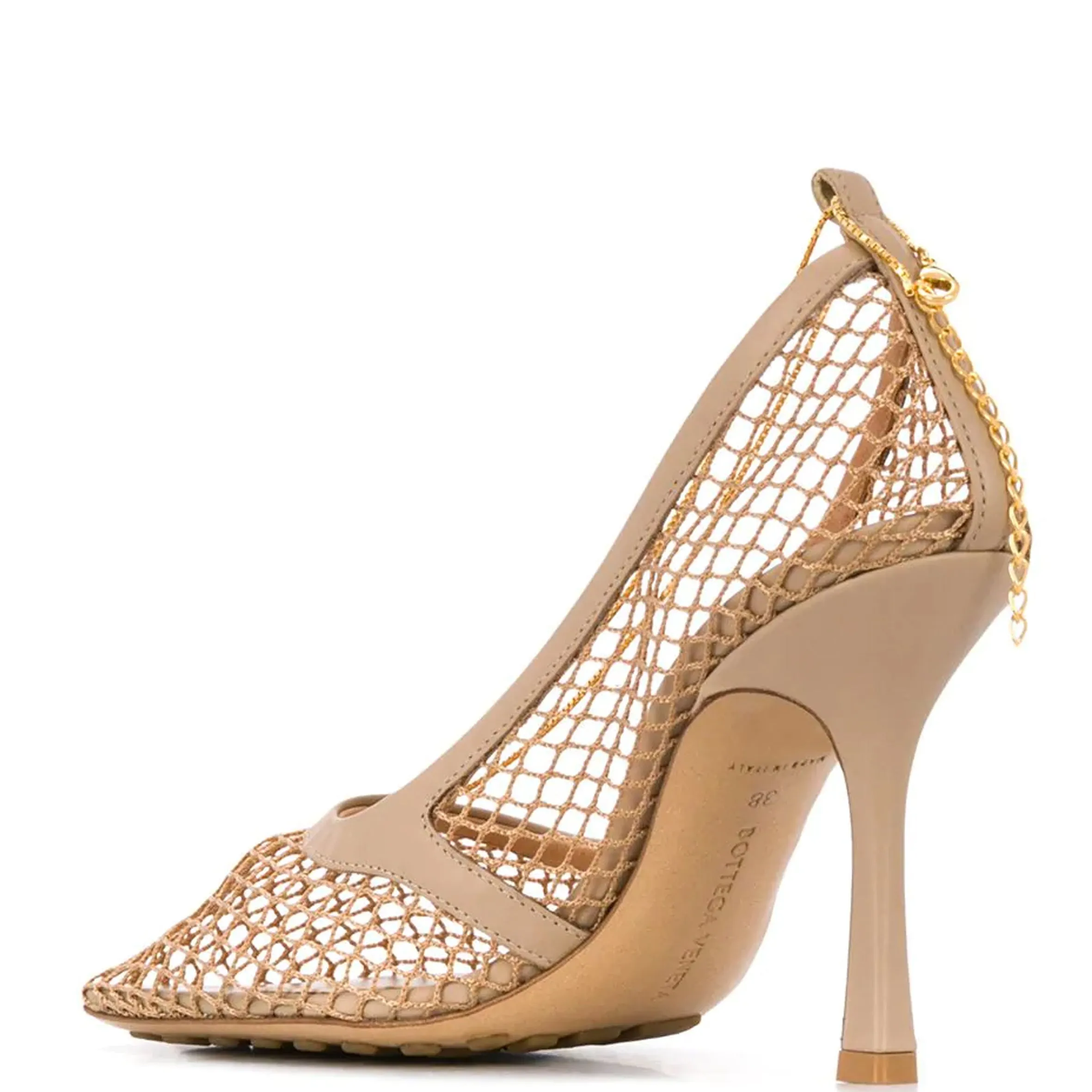 Stretch Mesh Square Sandals 90, Beige