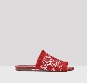 Tavie embroidered sandals [Red & Cream]