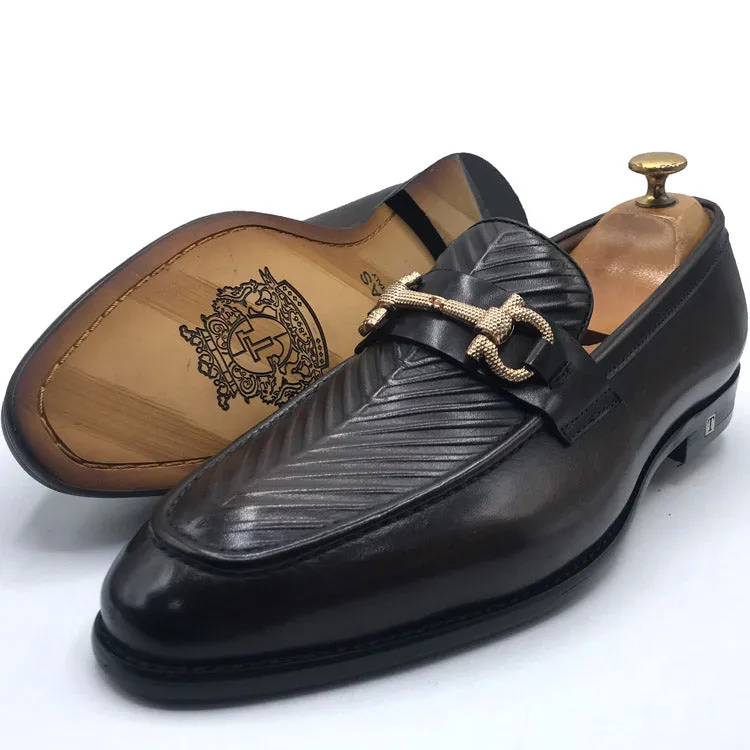 TX V-striped horsebit shoe | Brown