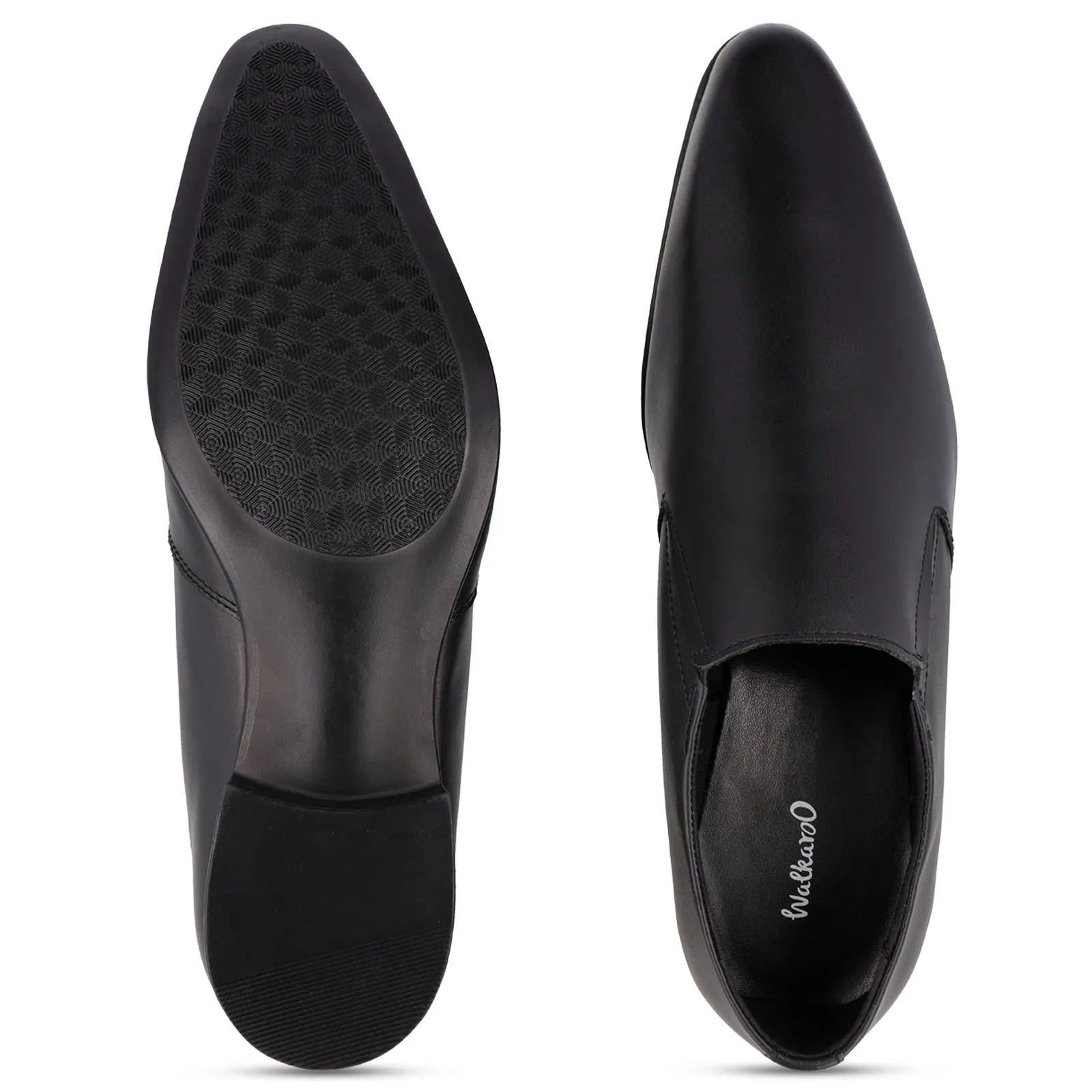 Walkaroo  Leather Men formals Shoes - WF6052 Black