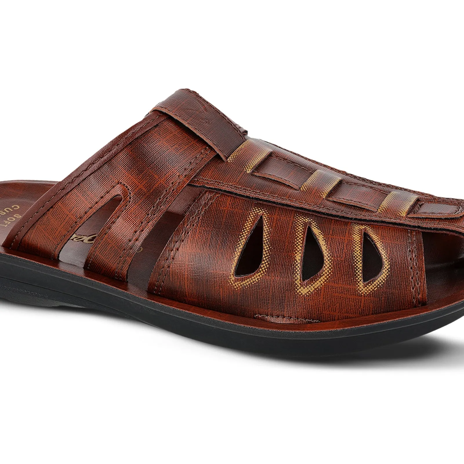 Walkaroo Men Fishermen Cut Slide Sandals  - WG5309 Brown