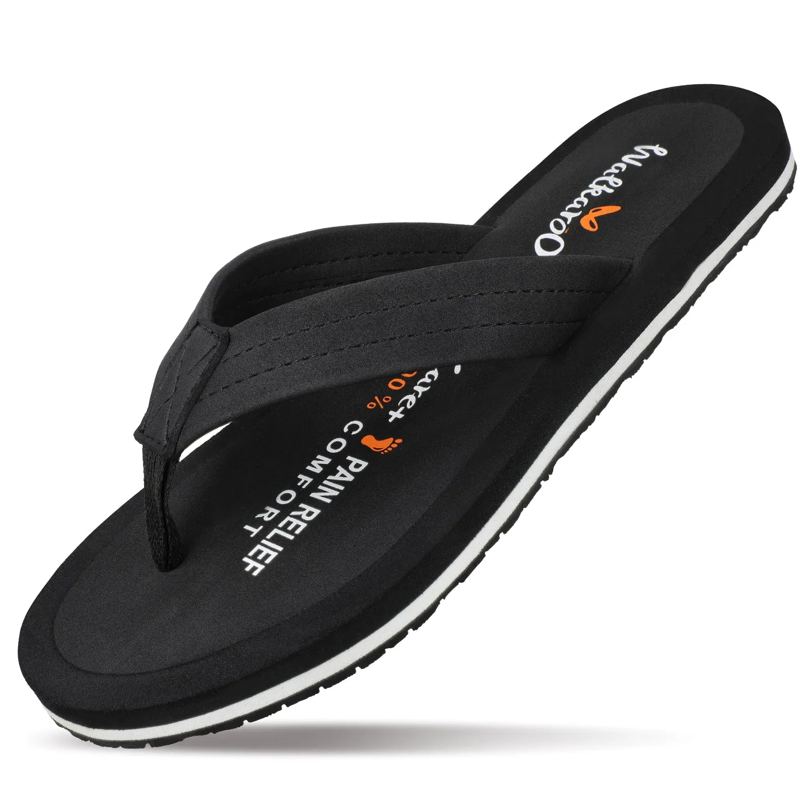 Walkaroo Men Solid Care Plus Flip-Flop  - WH3810 Black