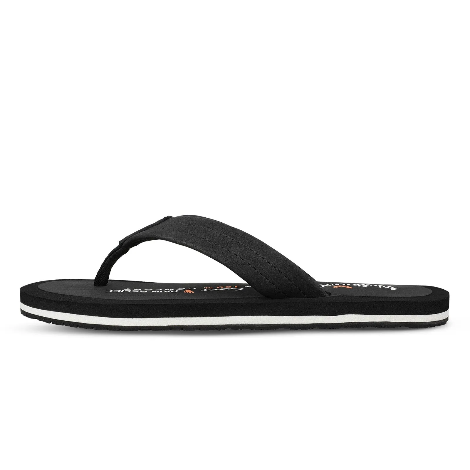 Walkaroo Men Solid Care Plus Flip-Flop  - WH3810 Black