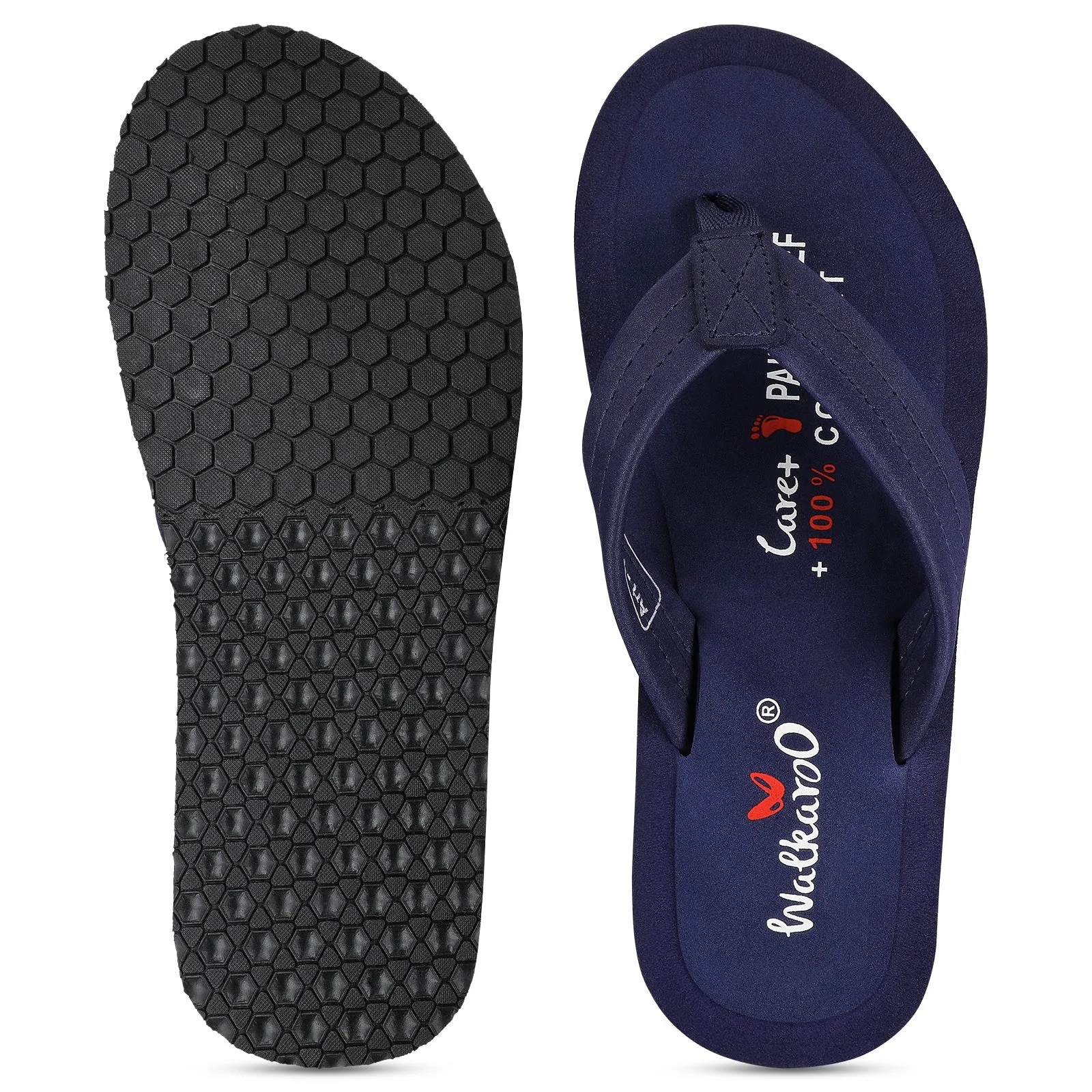 Walkaroo Men Solid Care Plus Flip-Flop  - WH3810 Navy Blue