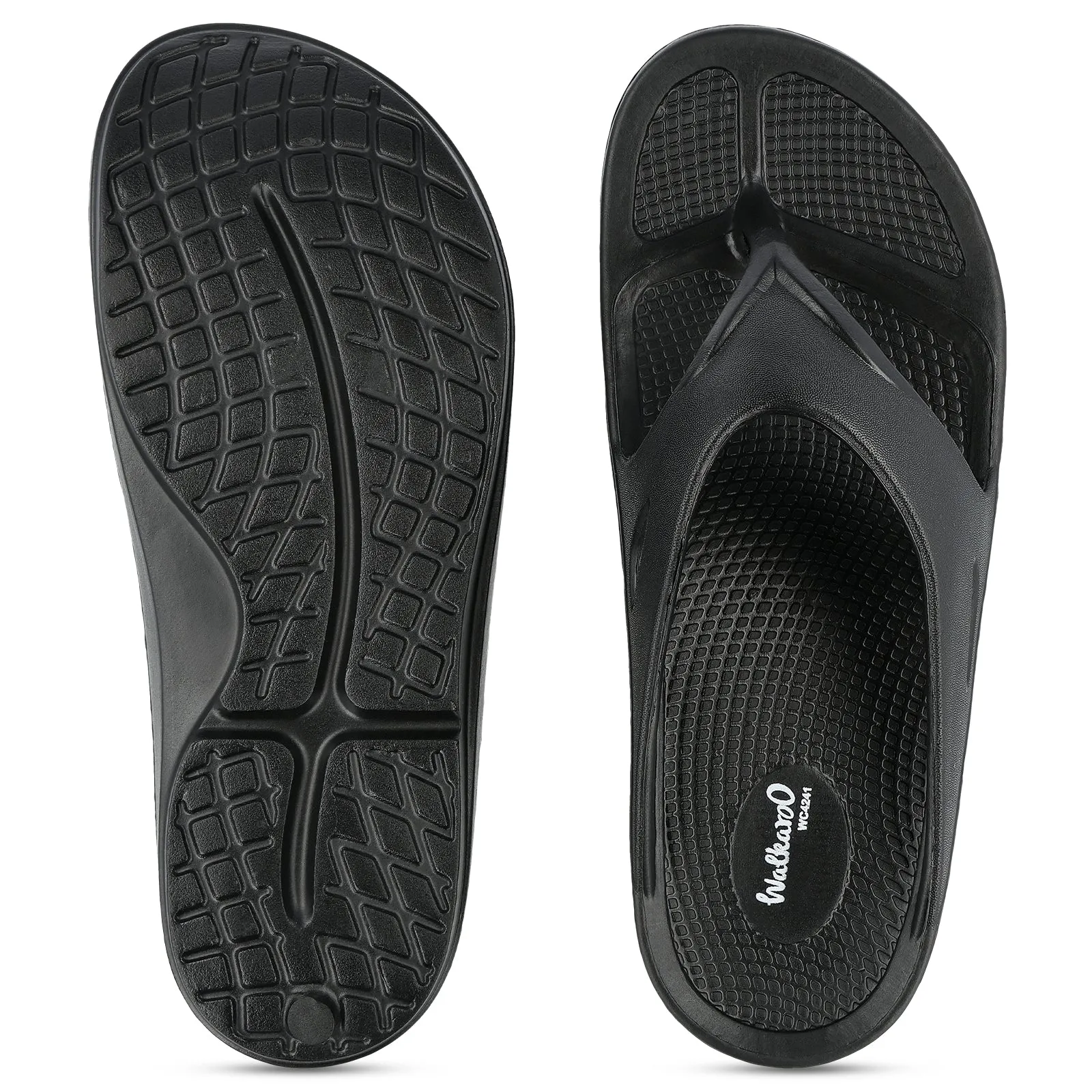 Walkaroo Men Solid Thong Flip-Flop  - WC4241 Black