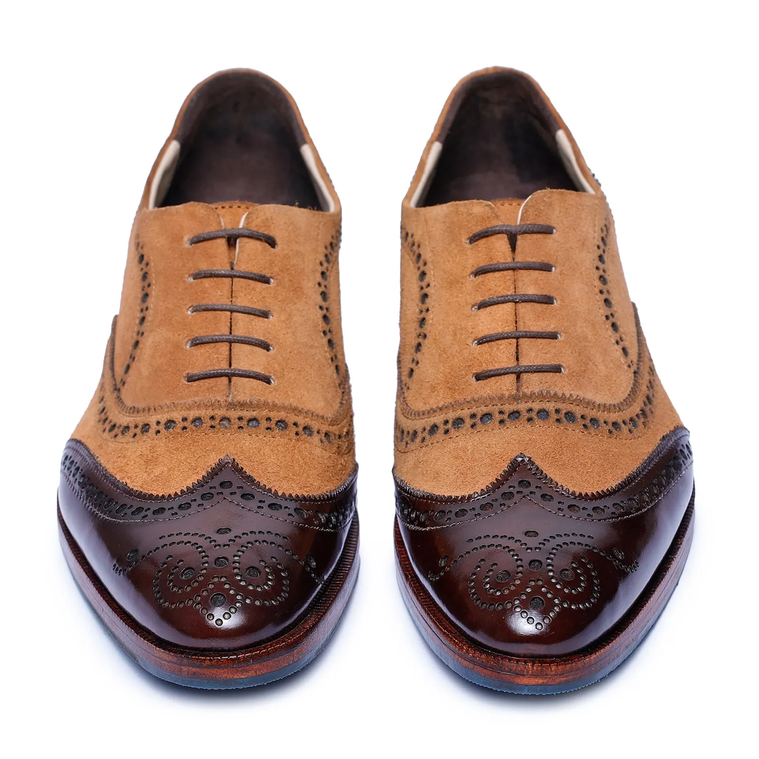 Wingtip Brogue Oxford- Tan Suede